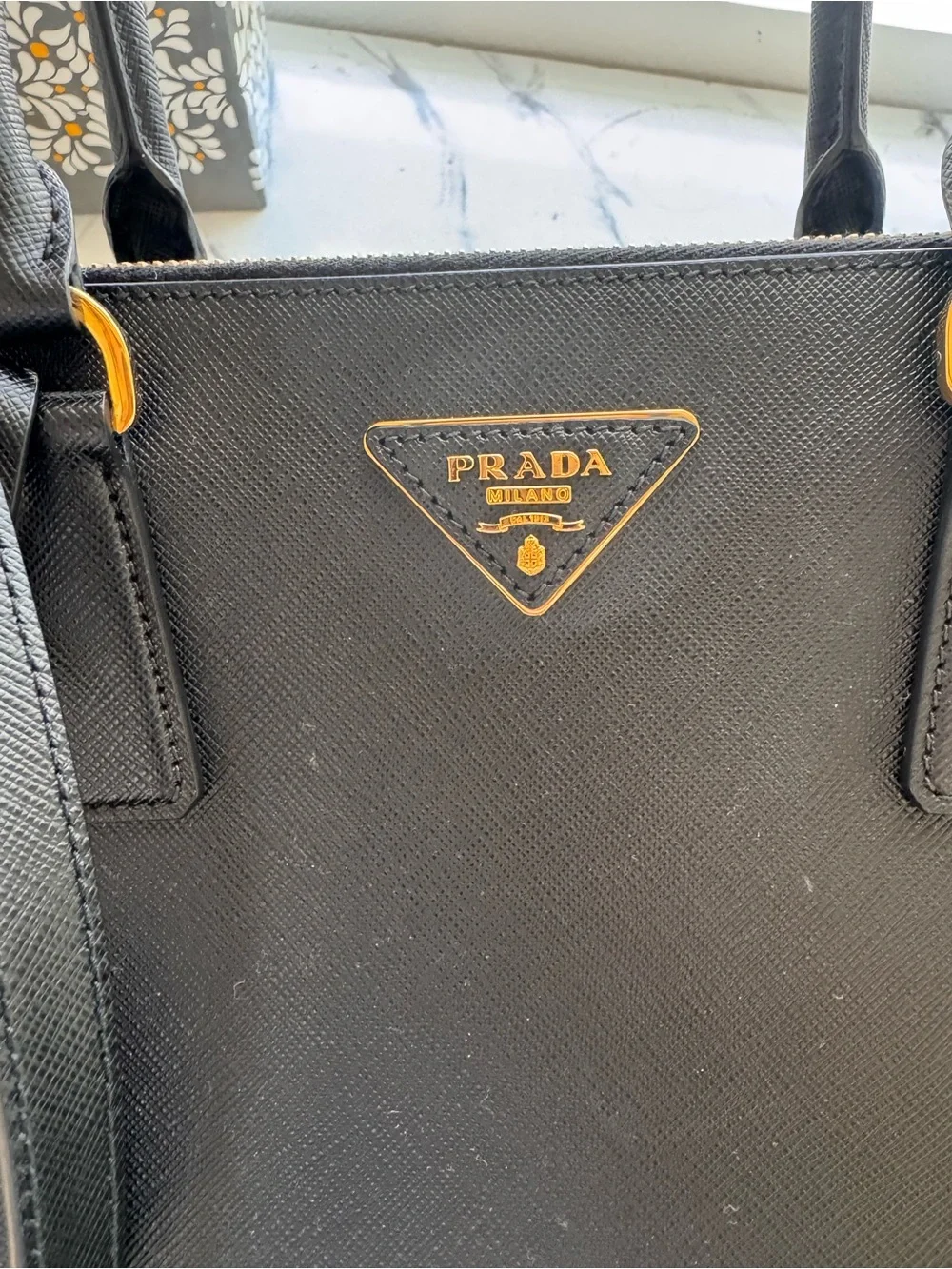 Prada Galleria Black Saffiano with Gold Hardware